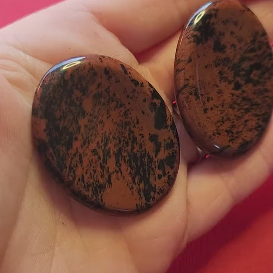 Mahogany Obsidian Worry Stone - Grounding, Stress Relief, Energy Shielding, Meditation, Pocket Crystal, Polished Thumb Stone