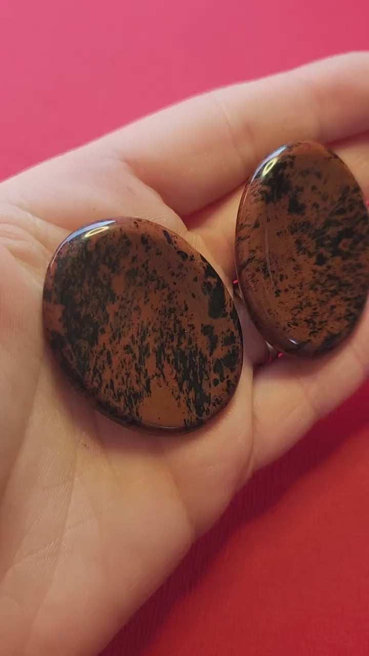 Mahogany Obsidian Worry Stone - Grounding, Stress Relief, Energy Shielding, Meditation, Pocket Crystal, Polished Thumb Stone
